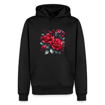 Rote Rosen lieben Valentinstag Paargeschenk - Männer Premium Bio Hoodie - Schwarz - Vorne - Nico (187cm)