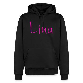 Lina - Männer Premium Bio Hoodie - Schwarz - Vorne - Nico (187cm)