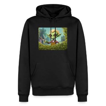 cute little green retro vintage alien detective - Men’s Premium Organic Hoodie - black - Front - Nico (187cm)