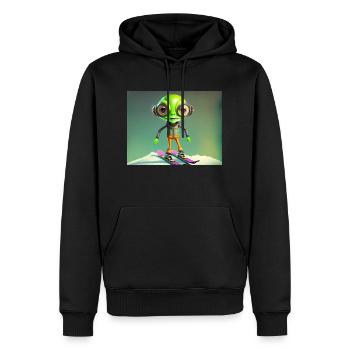 mignon petit vert rétro vintage alien skie - Sweat à capuche Premium bio Homme - noir - Devant - Nico (187cm)