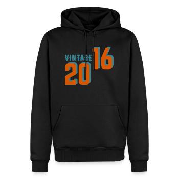 Vintage rétro 2016 - Sweat à capuche Premium bio Homme - noir - Devant - Nico (187cm)