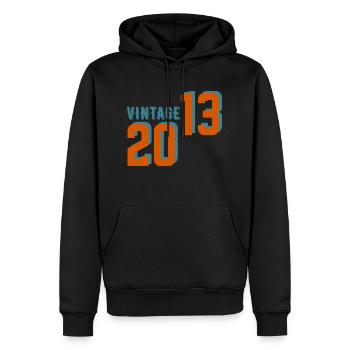 Vintage rétro 2013 - Sweat à capuche Premium bio Homme - noir - Devant - Nico (187cm)