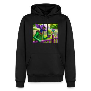 niedliches kleines grünes jahrgangs-alienmalen einen zaun - Männer Premium Bio Hoodie - Schwarz - Vorne - Nico (187cm)