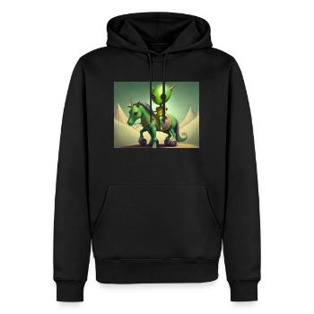 niedliches kleines grünes vintage alien reitet auf einem pferd - Männer Premium Bio Hoodie - Schwarz - Vorne - Nico (187cm)