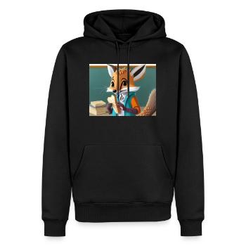 mignon petit renard démoniaque vie quotidienne – déjeuner - Sweat à capuche Premium bio Homme - noir - Devant - Nico (187cm)