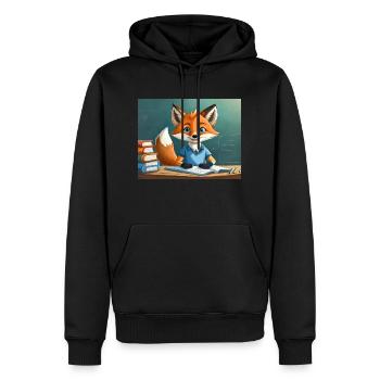 Niedlicher kleiner Teufel Fuchs Alltag – liest - Männer Premium Bio Hoodie - Schwarz - Vorne - Nico (187cm)
