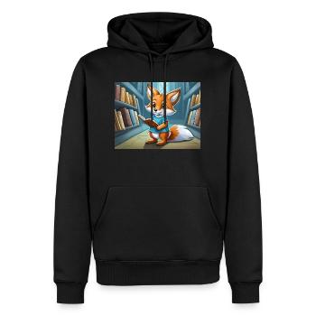 Niedlicher kleiner Teufel Fuchs Alltag – liest - Männer Premium Bio Hoodie - Schwarz - Vorne - Nico (187cm)