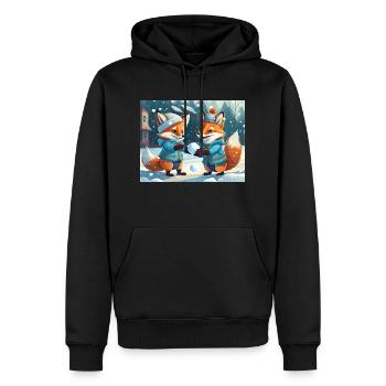 mignon petit renard démon vie quotidienne - jouer - Sweat à capuche Premium bio Homme - noir - Devant - Nico (187cm)