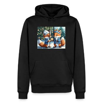 Niedlicher kleiner Teufel Fuchs Alltag – Kekse - Männer Premium Bio Hoodie - Schwarz - Vorne - Nico (187cm)