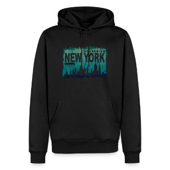 Architecture urbaine de Manhattan de la ligne d’horizon de la ville de New York - Sweat à capuche Premium bio Homme - noir - Devant - Nico (187cm)