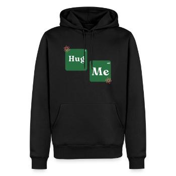 hug me - Männer Premium Bio Hoodie - Schwarz - Vorne - Nico (187cm)