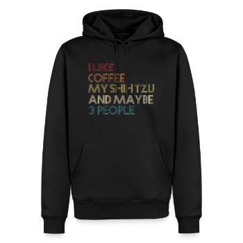 Shih Tzu Dog Owner Coffee Lovers Funny Vintage - Men’s Premium Organic Hoodie - black - Front - Nico (187cm)