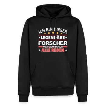 Ich bin dieser legendäre Forscher - Männer Premium Bio Hoodie - Schwarz - Vorne - Nico (187cm)