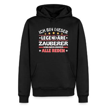 Je suis ce sorcier légendaire - Sweat à capuche Premium bio Homme - noir - Devant - Nico (187cm)