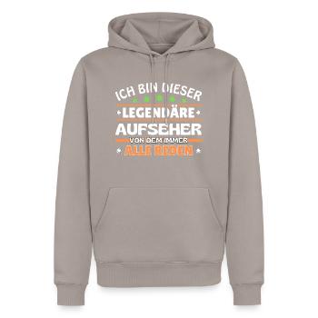 Ich bin dieser legendäre Aufseher - Männer Premium Bio Hoodie - Taupe - Vorne - Nico (187cm)