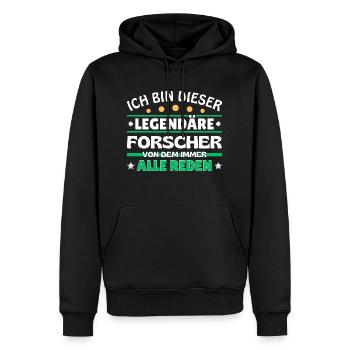 Ich bin dieser legendäre Forscher - Männer Premium Bio Hoodie - Schwarz - Vorne - Nico (187cm)