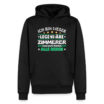 Je suis ce charpentier légendaire - Sweat à capuche Premium bio Homme - noir - Devant - Nico (187cm)