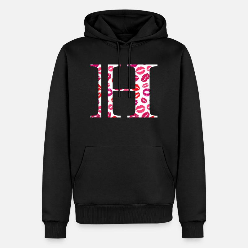 Buchstabe h Küsse - Männer Premium Bio Hoodie - Schwarz