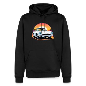 Oldtimer Sonnenuntergang - Männer Premium Bio Hoodie - Schwarz - Vorne - Nico (187cm)