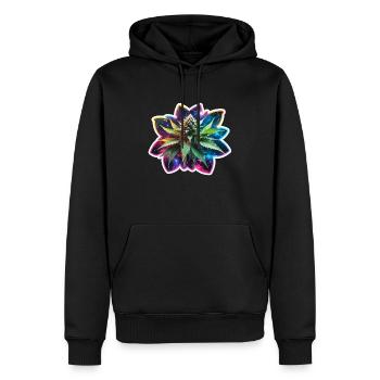 Bunt Glimmernde Hanfpflanze - Männer Premium Bio Hoodie - Schwarz - Vorne - Nico (187cm)