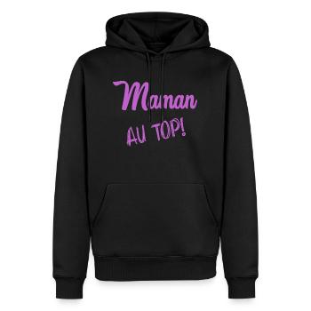 MAMAN. FÊTE DES MÈRES - Sweat à capuche Premium bio Homme - noir - Devant - Nico (187cm)