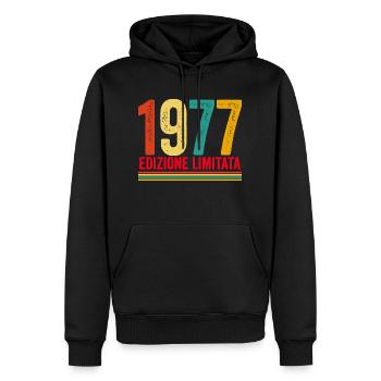 1977 rétro vintage anniversaire version italia - Sweat à capuche Premium bio Homme - noir - Devant - Nico (187cm)