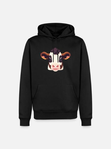 Kuh Kopf Milchkuh - Männer Premium Bio Hoodie - Schwarz