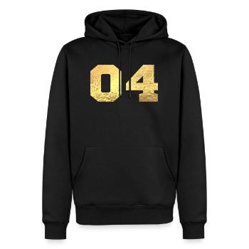 Number 4 Gold Glitter - 4th Anniversary - Men’s Premium Organic Hoodie - black - Front - Nico (187cm)