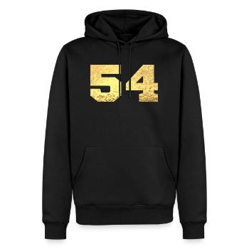Numéro 54 paillettes doré - 54e anniversaire - Sweat à capuche Premium bio Homme - noir - Devant - Nico (187cm)