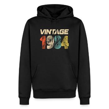 Vintage 1984 Retro - Best-seller - Sweat à capuche Premium bio Homme - noir - Devant - Nico (187cm)