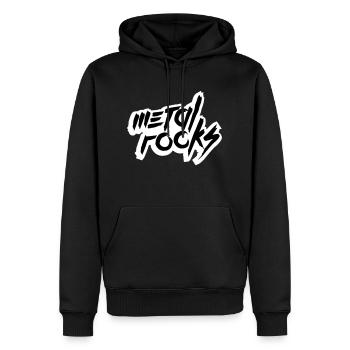 Heavy Metal Rocks Hard Rock Musik Text Spruch Logo - Männer Premium Bio Hoodie - Schwarz - Vorne - Nico (187cm)