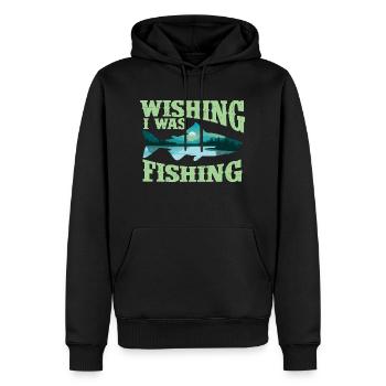 Ich wünschte, ich würde angeln Lustiges Fischer-Zitat - Männer Premium Bio Hoodie - Schwarz - Vorne - Nico (187cm)