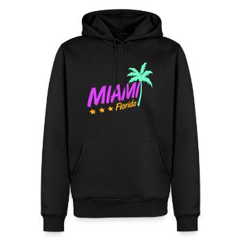 Miami USA Palmen Strand Sonne Amerika Florida Logo - Männer Premium Bio Hoodie - Schwarz - Vorne - Nico (187cm)
