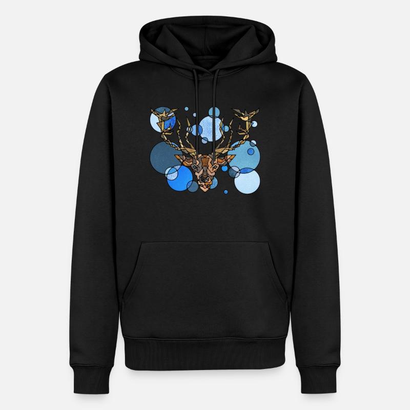 Hirsch Geometrie - Männer Premium Bio Hoodie - Schwarz