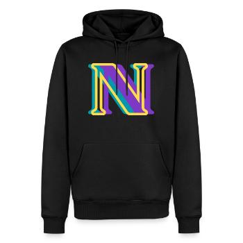 Mehrfarbiger Buchstabe n - Männer Premium Bio Hoodie - Schwarz - Vorne - Nico (187cm)