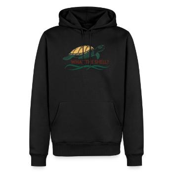 Was zum Teufel? - Männer Premium Bio Hoodie - Schwarz - Vorne - Nico (187cm)