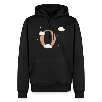 Lettre o nuages étoiles - Sweat à capuche Premium bio Homme - noir - Devant - Nico (187cm)