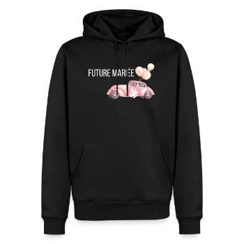 La future mariée - voiture mariage - Sweat à capuche Premium bio Homme - noir - Devant - Nico (187cm)