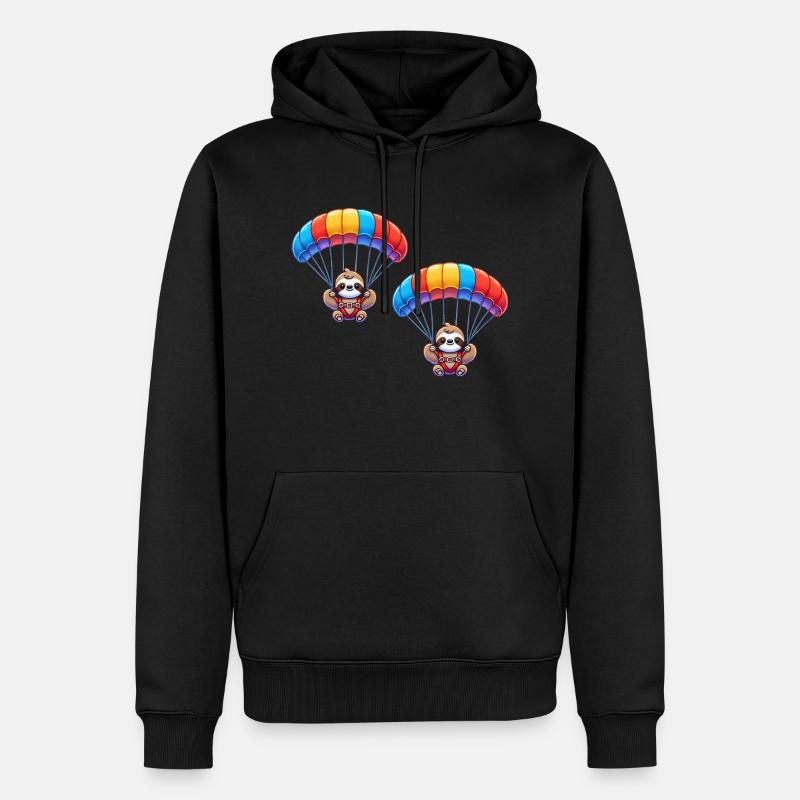 faultier fallschirm 2 - Männer Premium Bio Hoodie - Schwarz