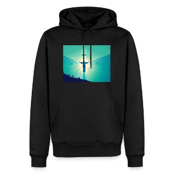 Le Christ, le Souverain de toute la création - Sweat à capuche Premium bio Homme - noir - Devant - Nico (187cm)