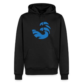 schlichtes blaues Wellen Design in runder Form - Männer Premium Bio Hoodie - Schwarz - Vorne - Nico (187cm)