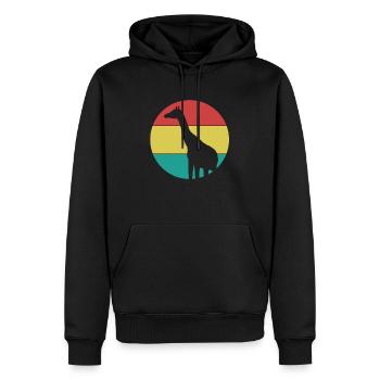 Girafe dans un cercle coloré - Sweat à capuche Premium bio Homme - noir - Devant - Nico (187cm)