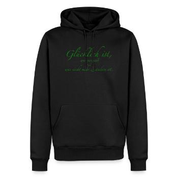 glücklich - Männer Premium Bio Hoodie - Schwarz - Vorne - Nico (187cm)