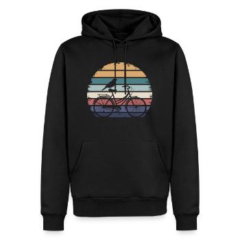 Vintage Retro Cyclisme Oiseau Vélo Cyclisme - Sweat à capuche Premium bio Homme - noir - Devant - Nico (187cm)