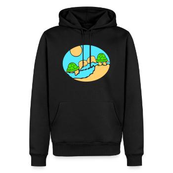 2 Schildkröten Strand Pärchen Verliebt küssen Meer - Männer Premium Bio Hoodie - Schwarz - Vorne - Nico (187cm)