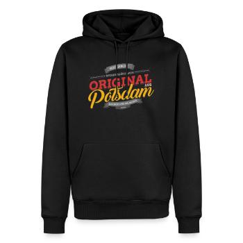 Original aus Potsdam - Männer Premium Bio Hoodie - Schwarz - Vorne - Nico (187cm)