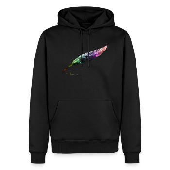 feder - Männer Premium Bio Hoodie - Schwarz - Vorne - Nico (187cm)