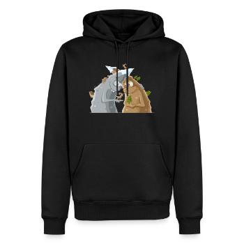 VL123_Berge_4c - Männer Premium Bio Hoodie - Schwarz - Vorne - Nico (187cm)