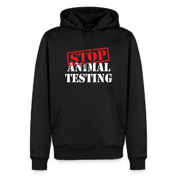 stop animal testing - animal rights - Sweat à capuche Premium bio Homme - noir - Devant - Nico (187cm)