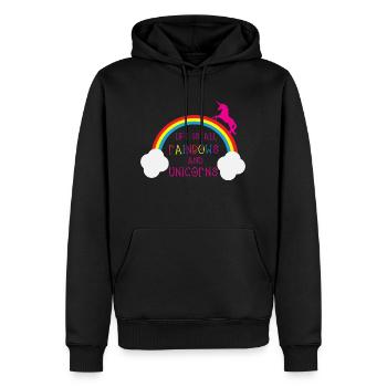 Rainbows & Unicorns - Sweat à capuche Premium bio Homme - noir - Devant - Nico (187cm)